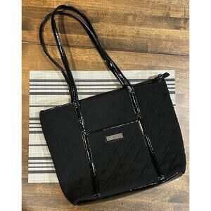 Vera Bradley Tote Bag Black With Patent Leather Straps